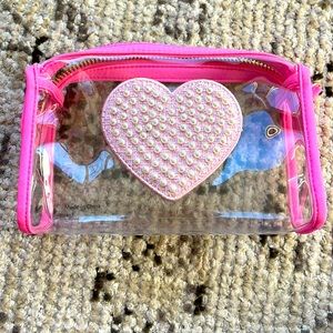 Stoney clover lane clear pouch with large pink pearl patch